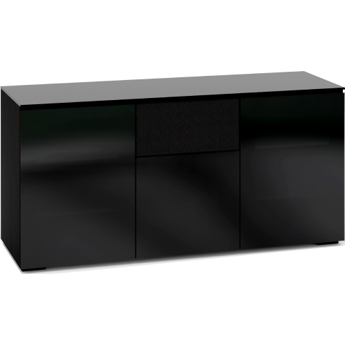 Oslo 336 64" TV Stand AV Cabinet in Black Oak w/ Smoked Black Glass Doors & Top